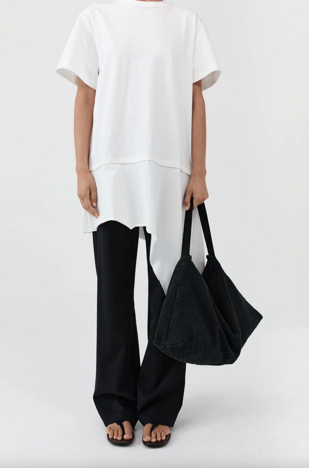 Suede Woven Hobo Bag, Washed Black
