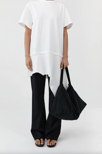 Suede Woven Hobo Bag, Washed Black