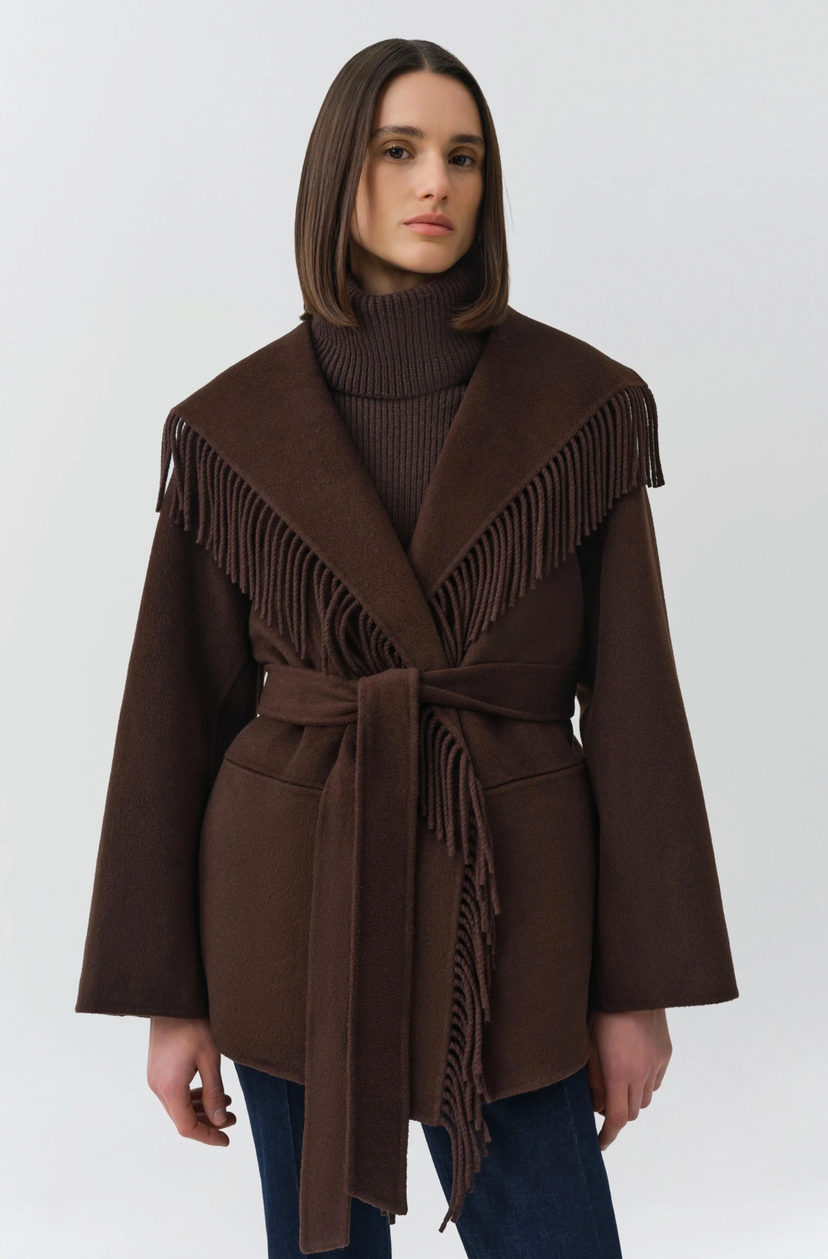 Rowen Fringe Jacket, Chocolate