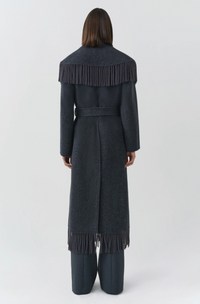 Carrie Fringe Robe Coat, Dark Charcoal