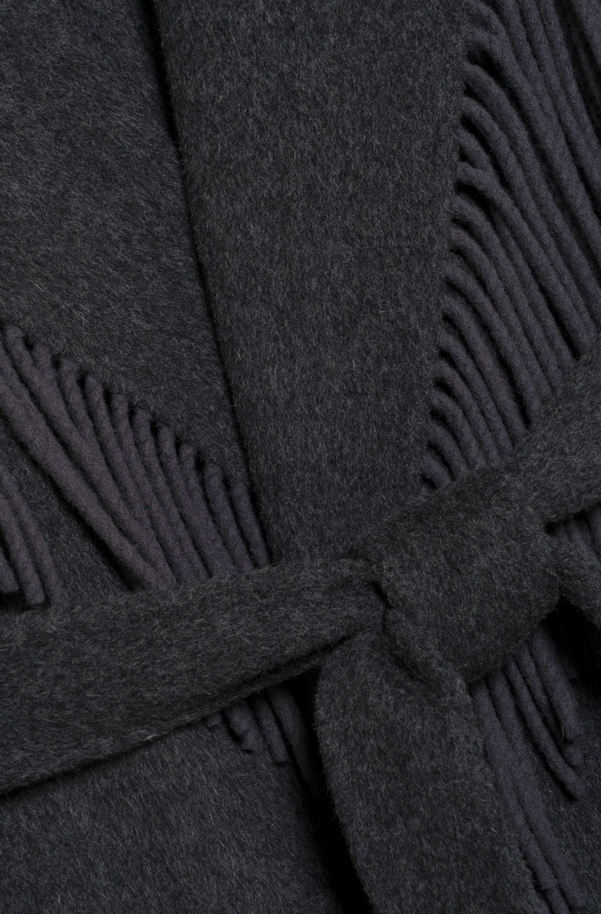 Carrie Fringe Robe Coat, Dark Charcoal