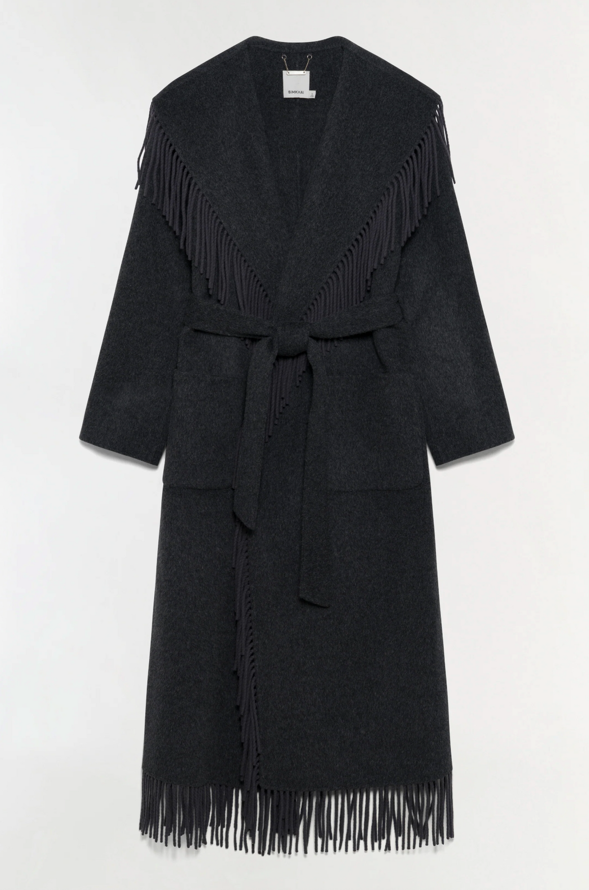 Carrie Fringe Robe Coat, Dark Charcoal