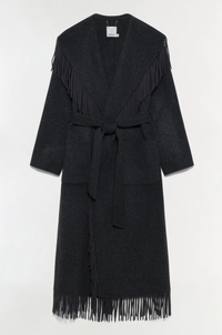 Carrie Fringe Robe Coat, Dark Charcoal