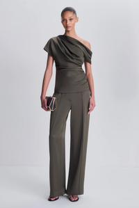 Kyra Wide Leg Pant, Dark Olive