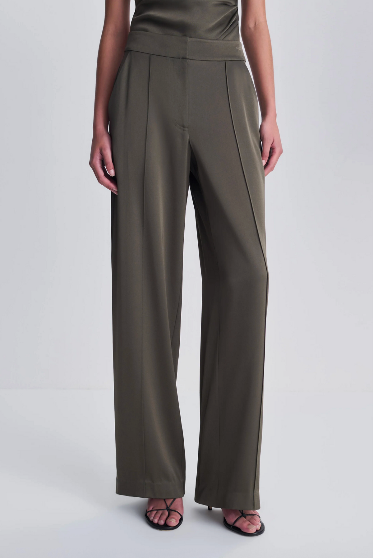 Kyra Wide Leg Pant, Dark Olive