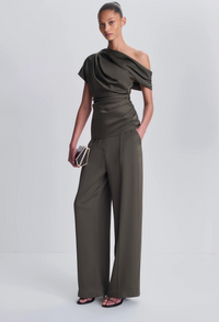 Kyra Wide Leg Pant, Dark Olive