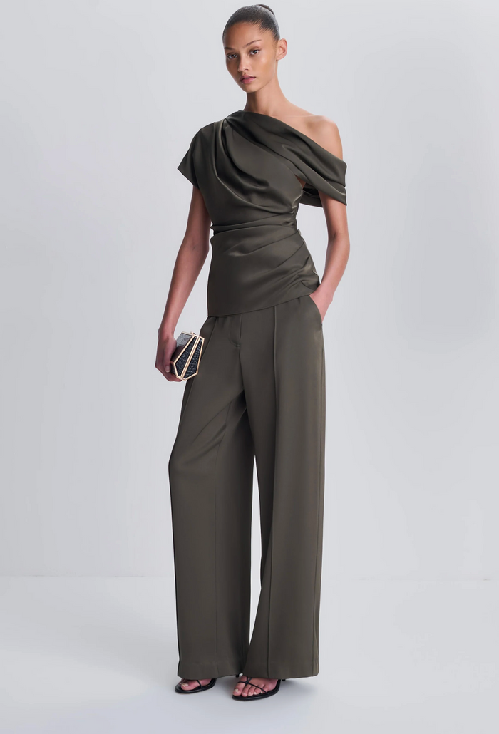 Kyra Wide Leg Pant, Dark Olive