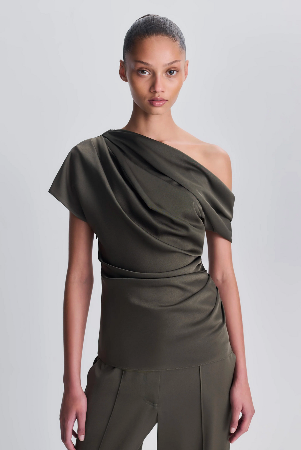 Phoebe Draped Top, Dark Olive