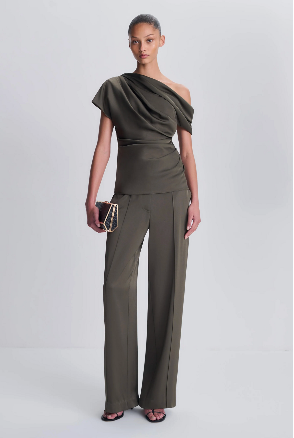 Phoebe Draped Top, Dark Olive