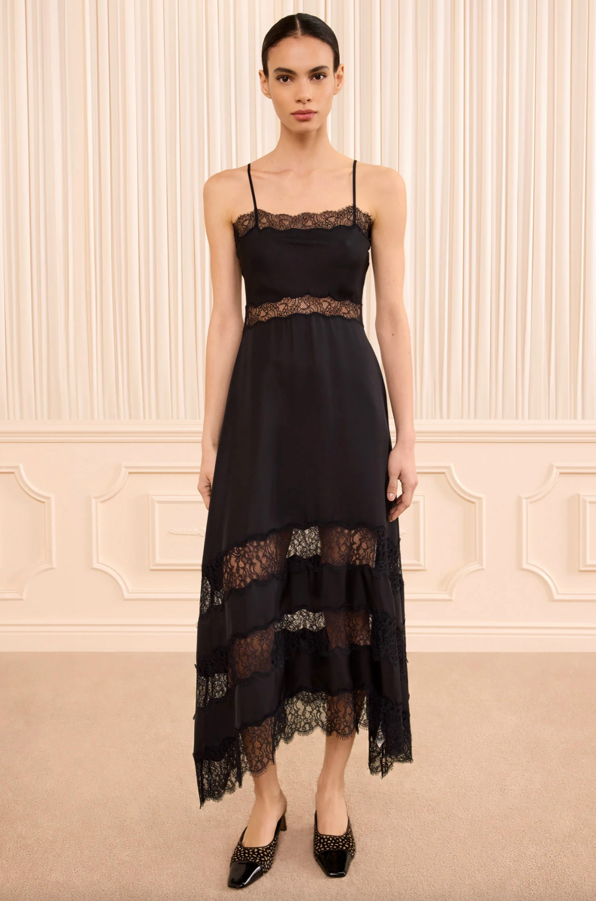 Coco Sleeveless Silk Dress, Noir