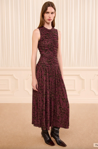 Elora Sleeveless Jersey Dress, Claret Floral