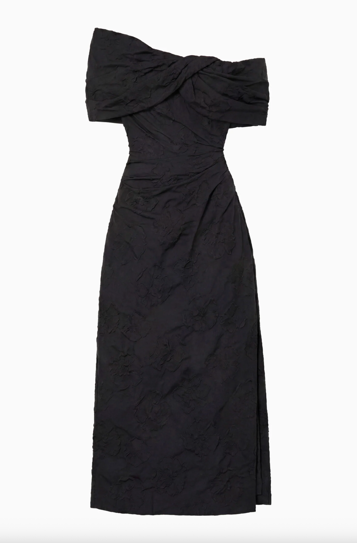 Violeta Off the Shoulder Cloque Dress, Noir