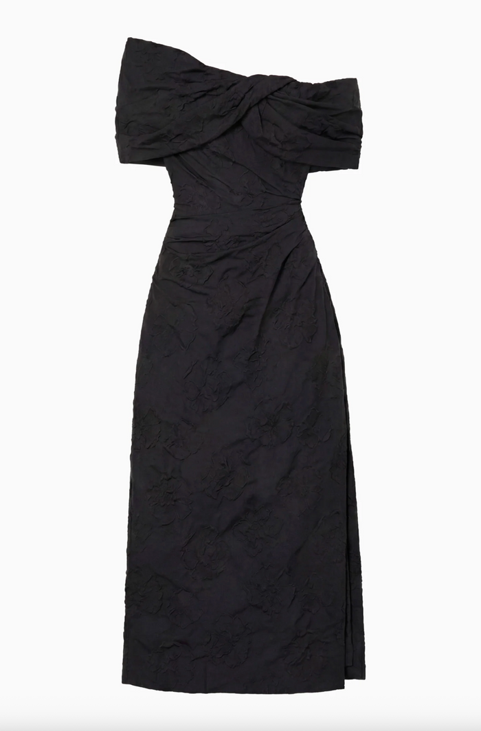 Violeta Off the Shoulder Cloque Dress, Noir