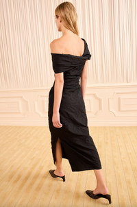 Violeta Off the Shoulder Cloque Dress, Noir