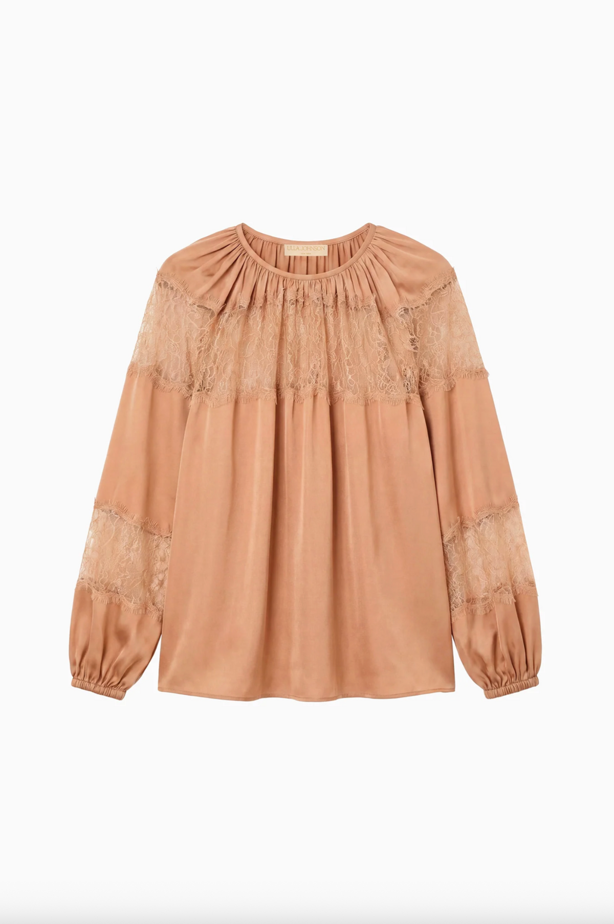 Bess Long Sleeve Silk Blouse, Macaroon