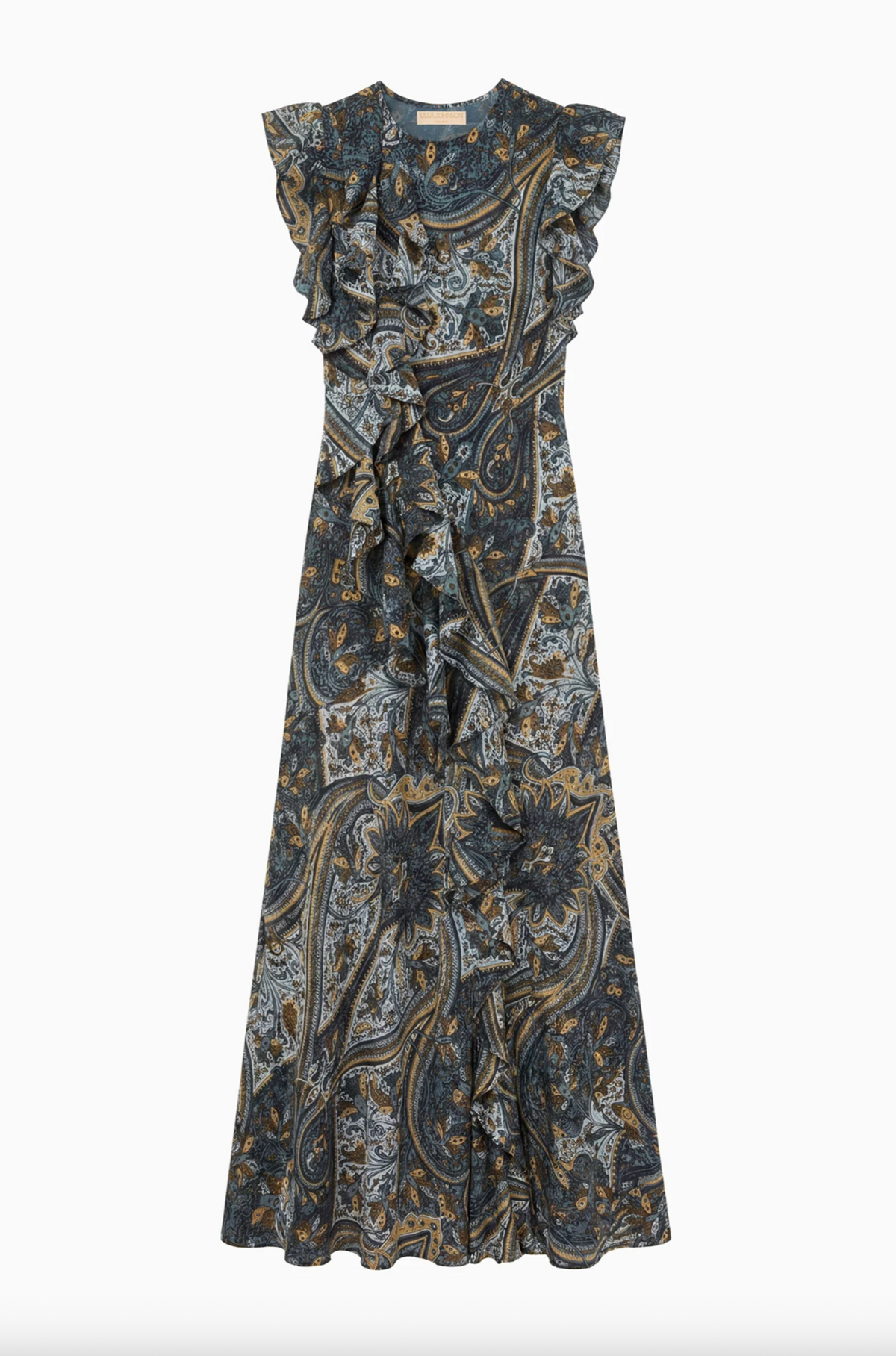 Ameline Sleeveless Silk Dress, Prussian