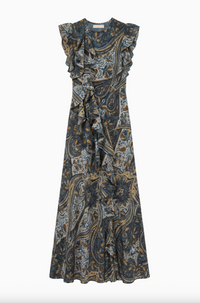 Ameline Sleeveless Silk Dress, Prussian