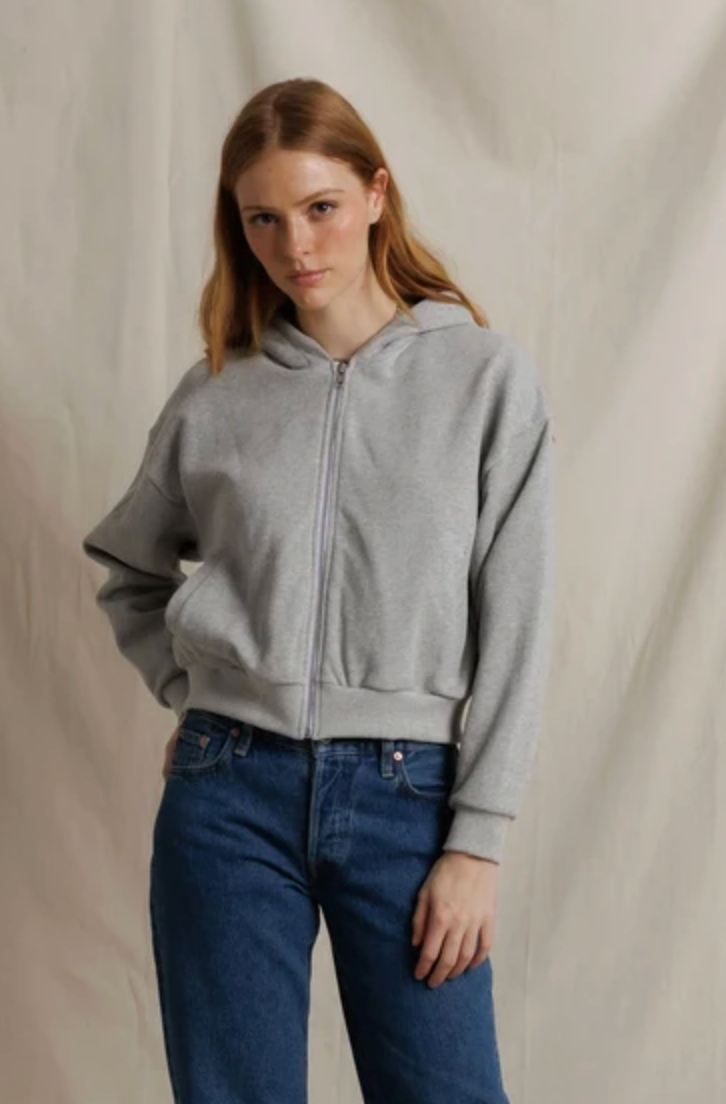 Sean French Terry Long Sleeve Zip Up, Heather Grey