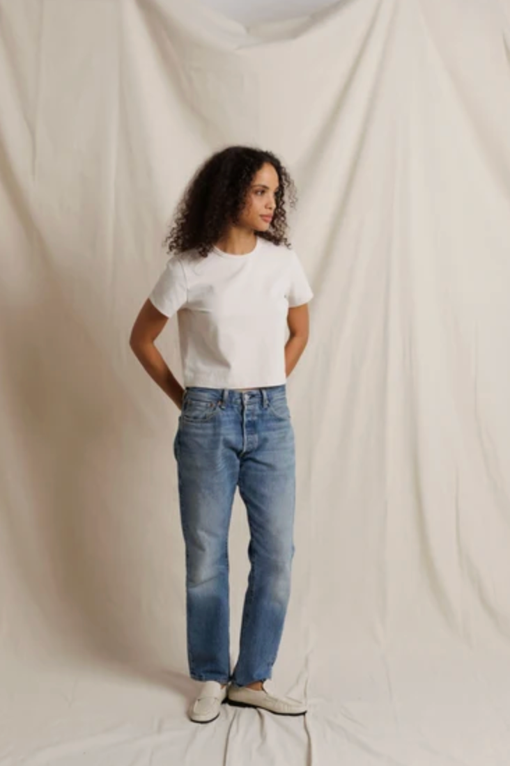Sage 90s Jersey Cropped Crewneck Tee, Whitecap Grey