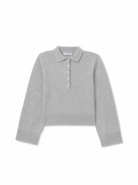 Ximena Cotton Cashmere Cropped Sweater, Heather Grey