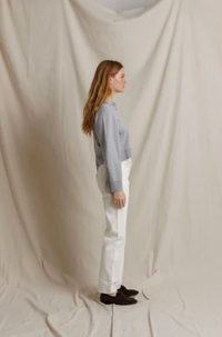 Ximena Cotton Cashmere Cropped Sweater, Heather Grey