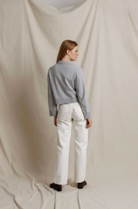 Ximena Cotton Cashmere Cropped Sweater, Heather Grey