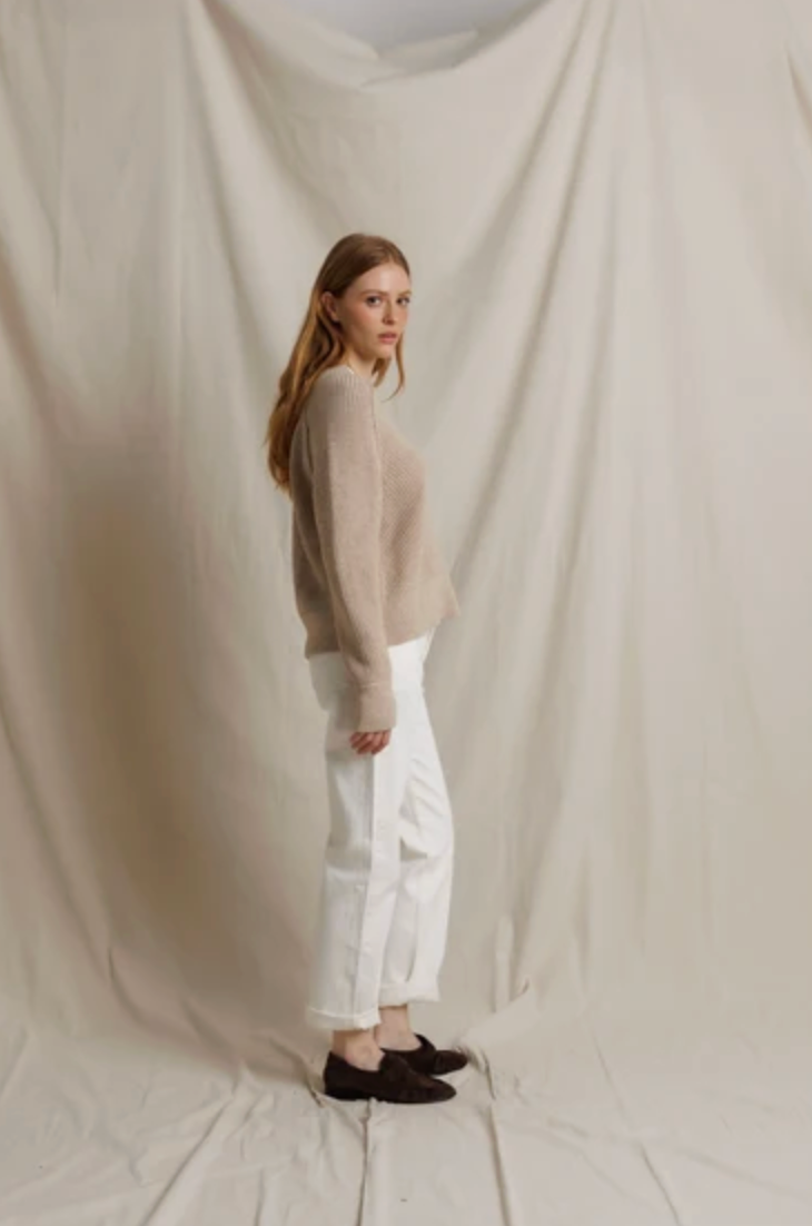 Alexa Cotton Cashmere Pullover, Ochre