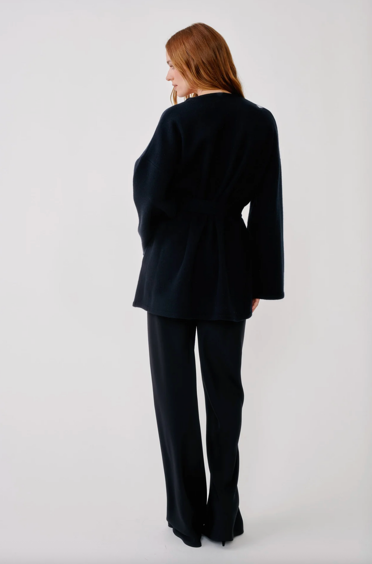 Coline Belted Patch Pocket Cardigan, Black