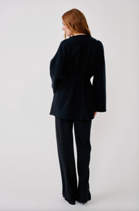 Coline Belted Patch Pocket Cardigan, Black
