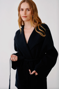 Coline Belted Patch Pocket Cardigan, Black