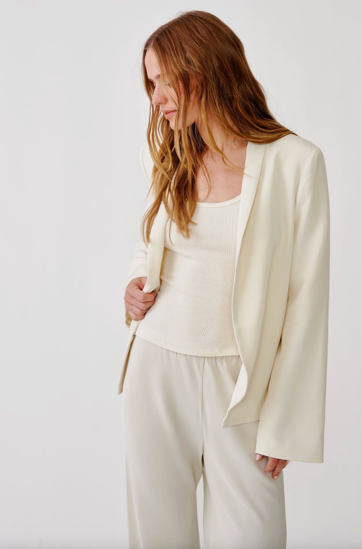 Nora Deconstructed Silk Blazer, Gardenia