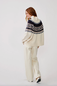 Scottie Slouchy Fairisle Mockneck, Gardenia Navy