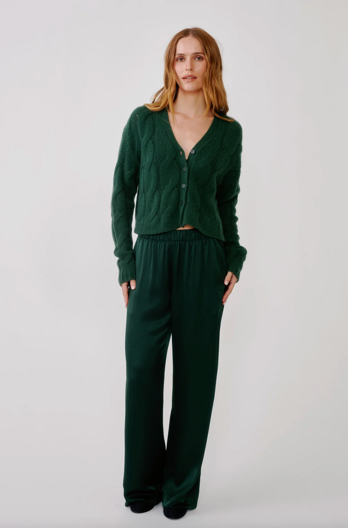 Brynn High Rise Pull On Wide Leg Pant, Hunter Green