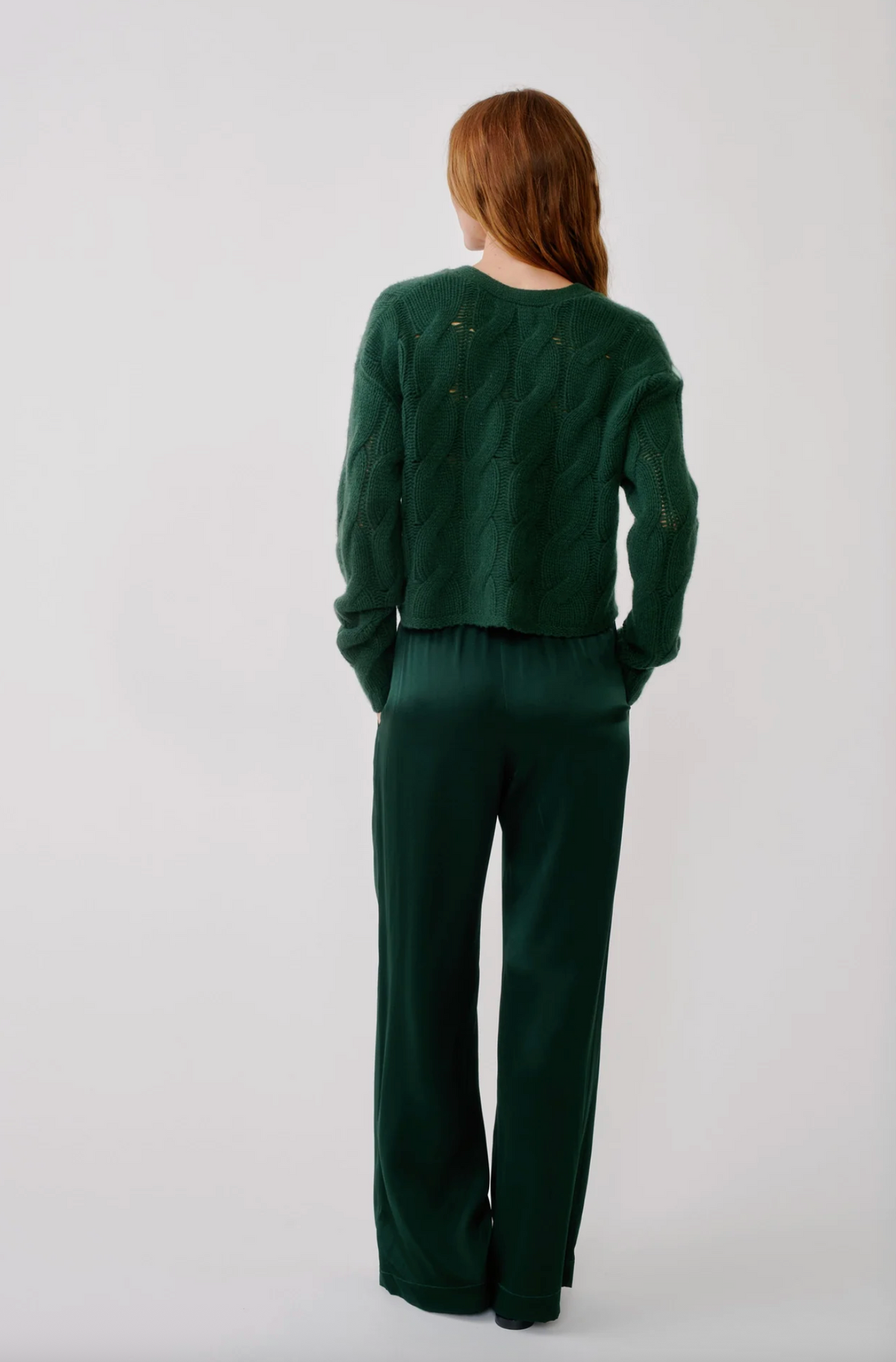 Brynn High Rise Pull On Wide Leg Pant, Hunter Green