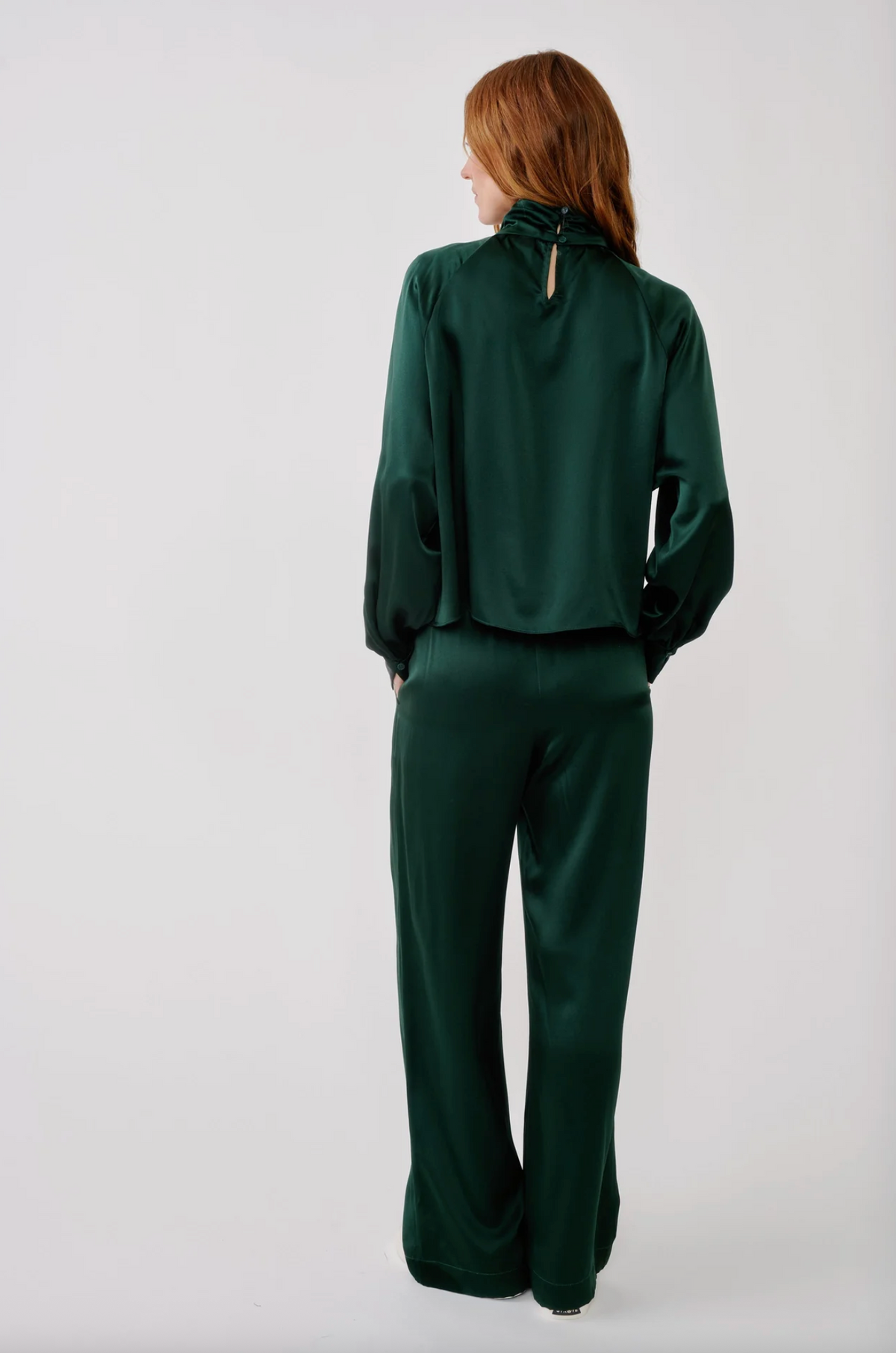 Nadine Silk Blouse, Hunter Green