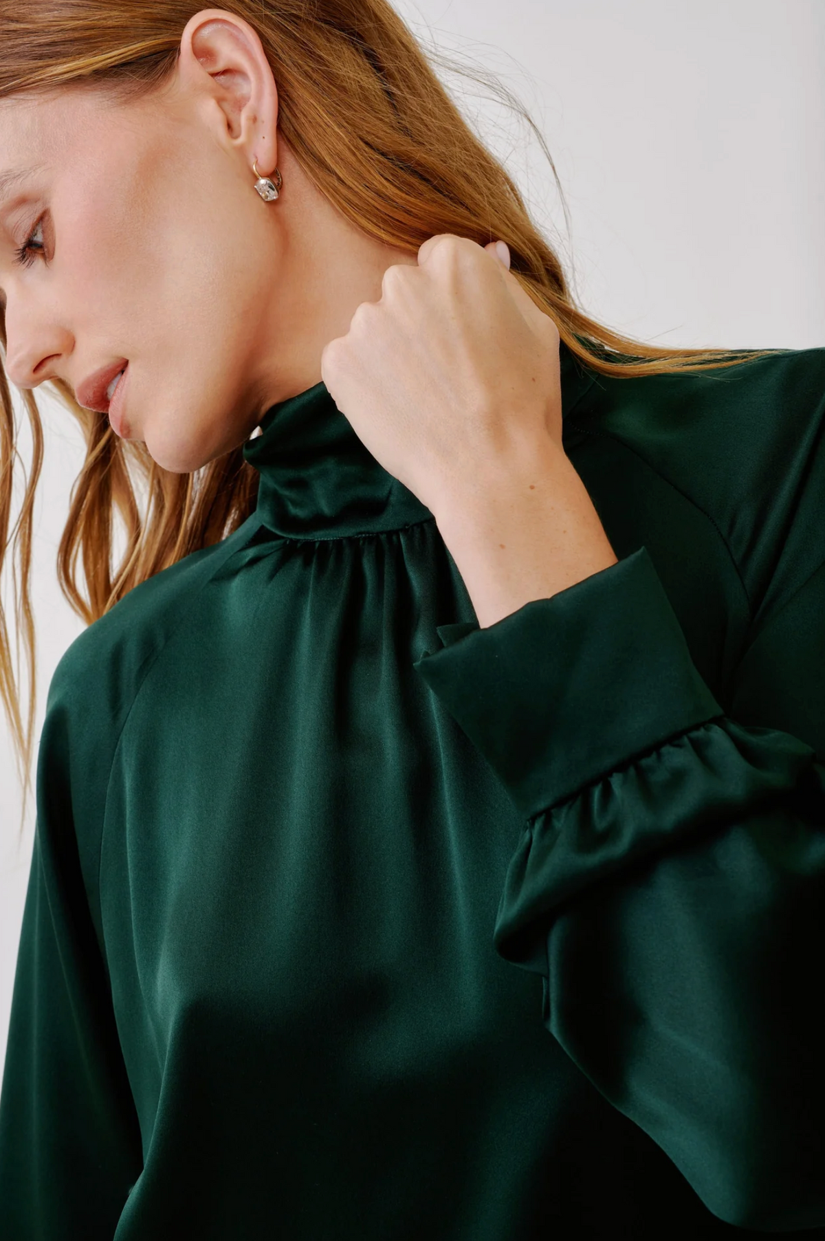 Nadine Silk Blouse, Hunter Green
