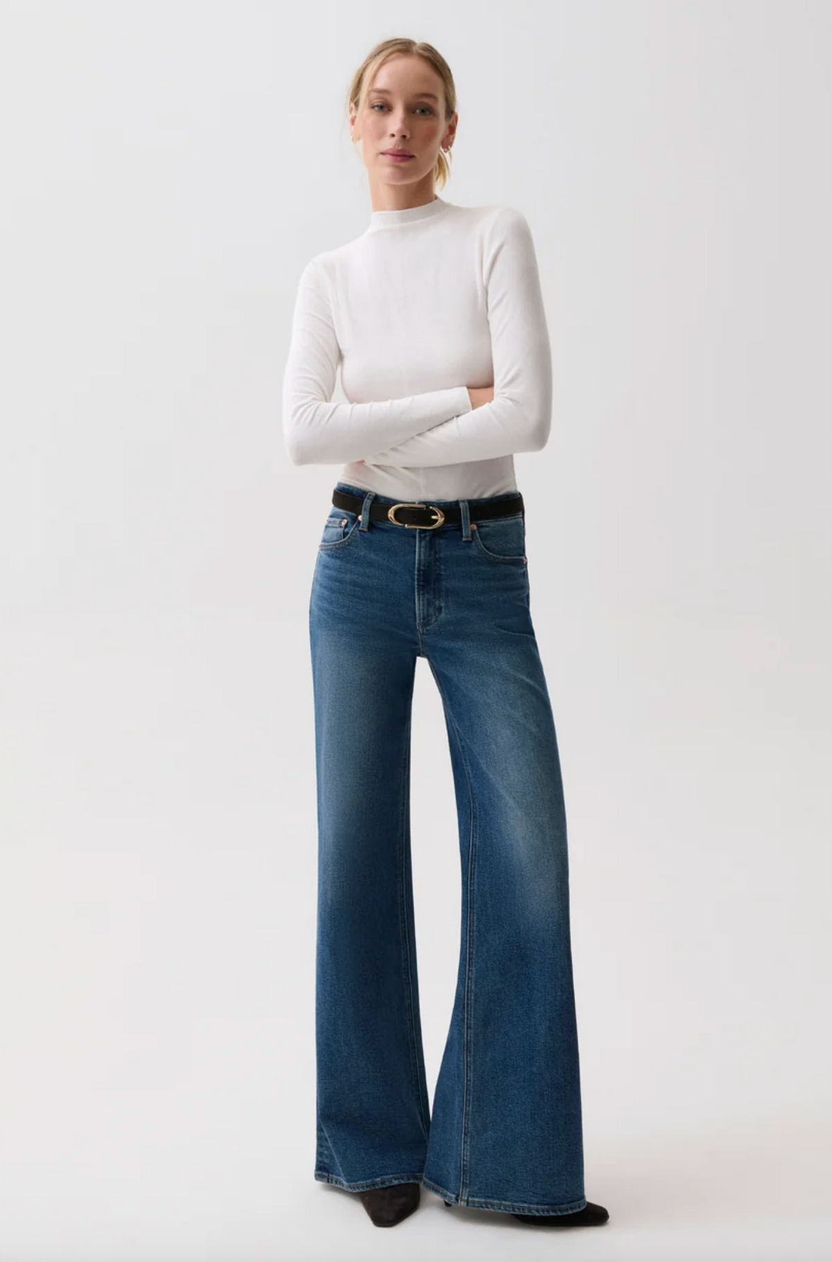 Vivian Mid Rise Wide Leg, Blue Depths