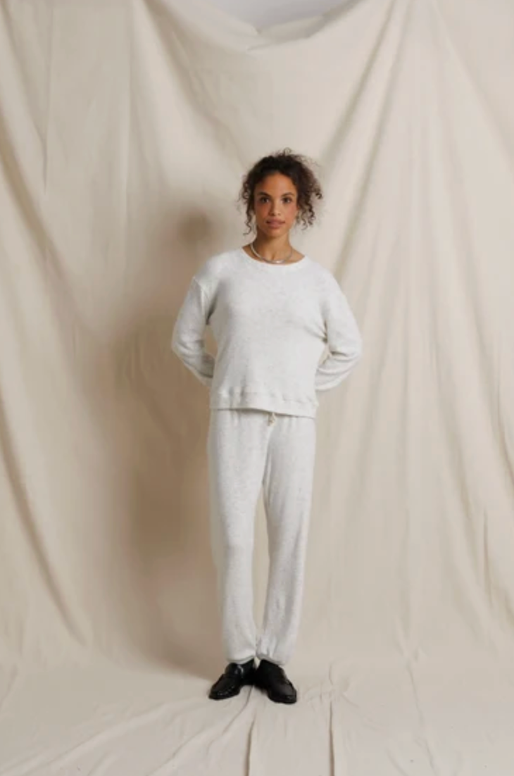 Brynn Brushed Cotton Mohair Drawcord Pant, Ash