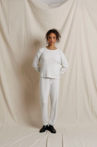 Brynn Brushed Cotton Mohair Drawcord Pant, Ash