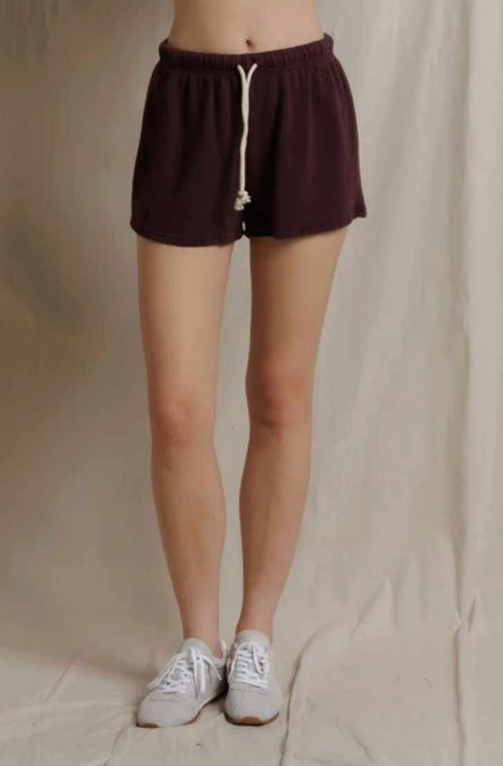 Layla French Terry Sweat Shorts, Cherry Lacquer