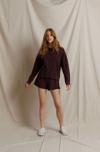 Layla French Terry Sweat Shorts, Cherry Lacquer