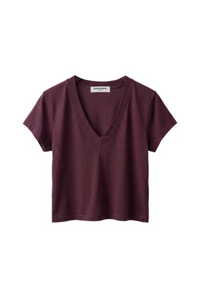 Alanis Recycled Cotton V Neck, Cherry Lacquer