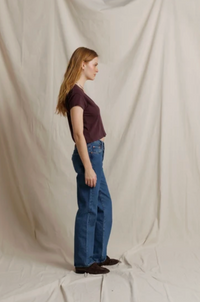 Alanis Recycled Cotton V Neck, Cherry Lacquer