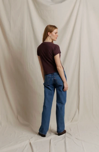 Alanis Recycled Cotton V Neck, Cherry Lacquer