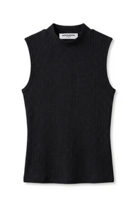 Violet Sweater Rib Mockneck Tank, True Black