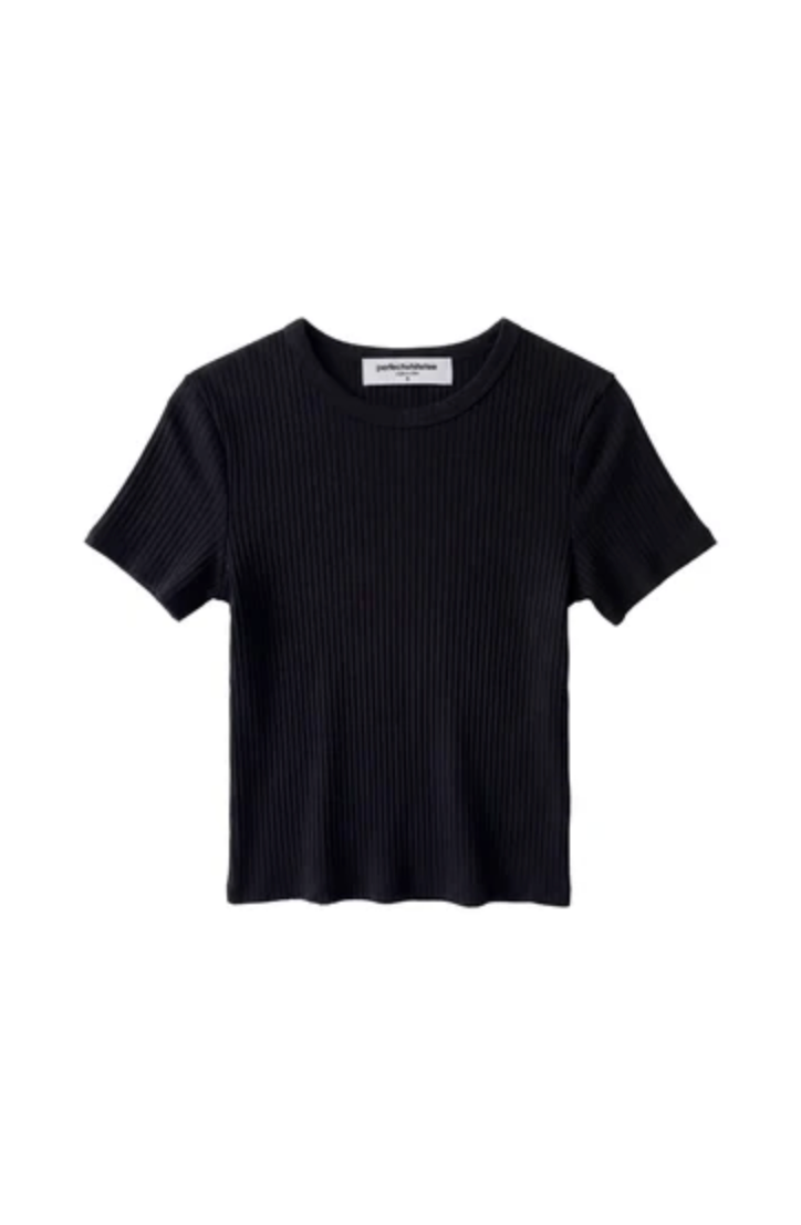 Isa Sweater Rib Crewneck Short Sleeve, True Black