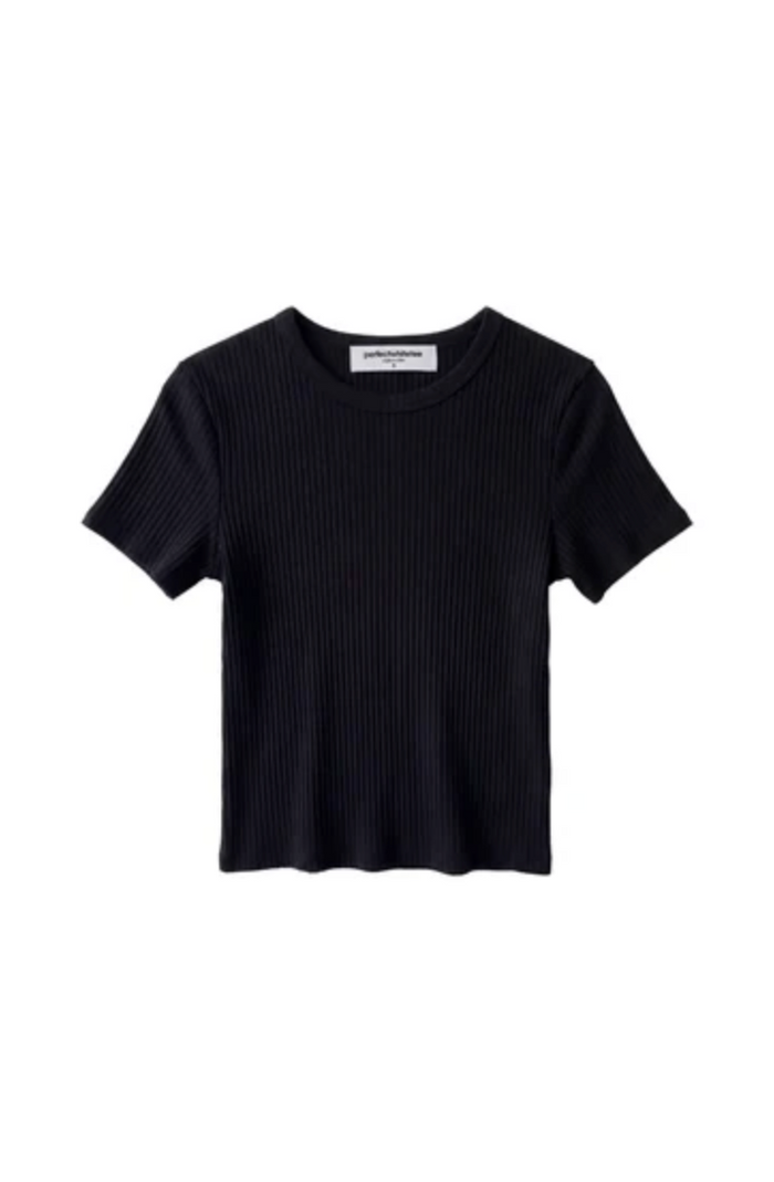 Isa Sweater Rib Crewneck Short Sleeve, True Black