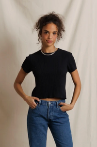 Isa Sweater Rib Crewneck Short Sleeve, True Black