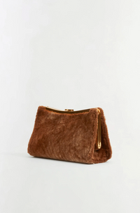 Solange Shearling Clutch, Caramel