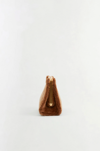 Solange Shearling Clutch, Caramel